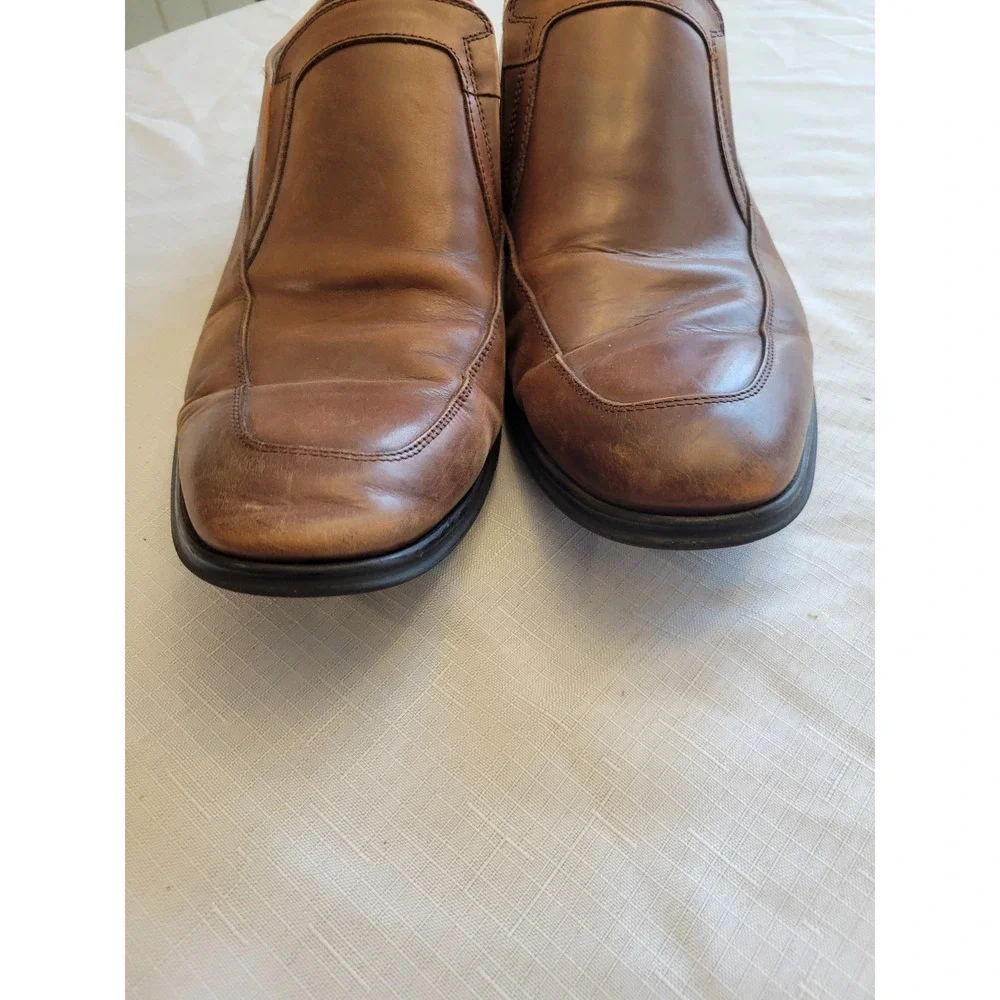Kenneth Cole Men's 10M Brown Leather Slip On Moc Toe Dress Loafers Shoes